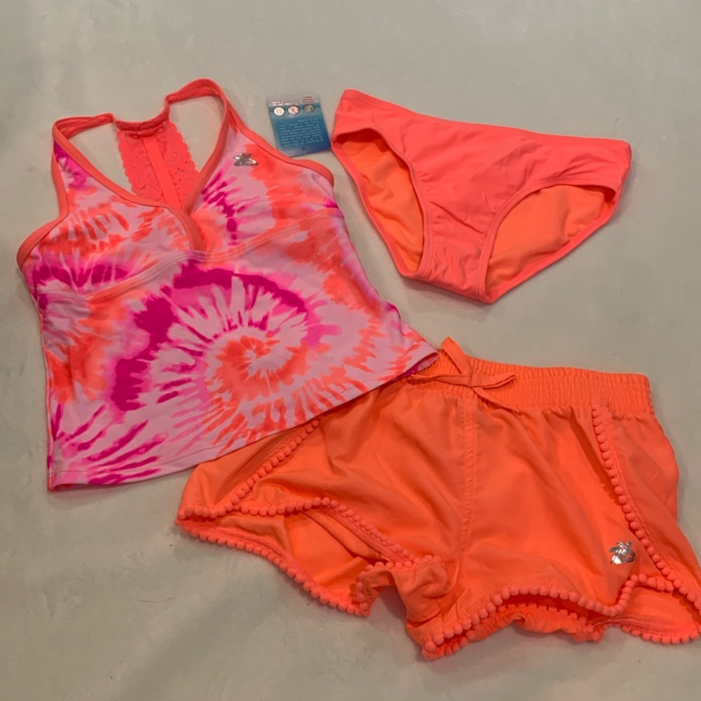 3 Piece Bathing Suit Set Girls Small (7/8)
